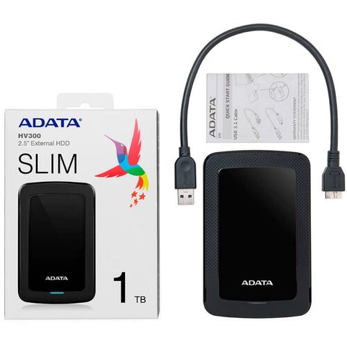 Disco Duro Externo Adata HV300 1 TB Negro USB 3.0 AHV300-1TU31-CBK