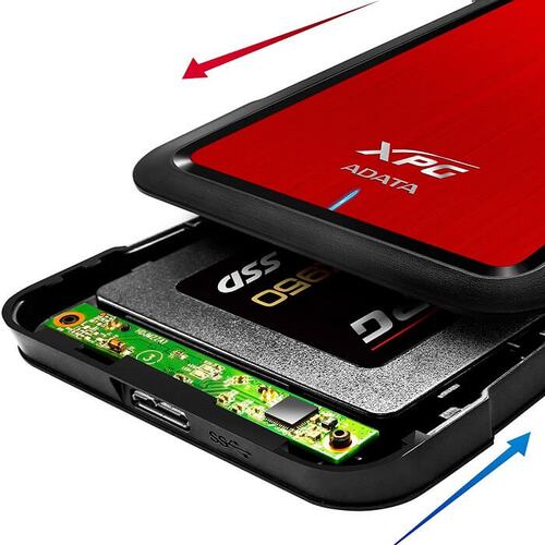 Enclosure Para Disco Duro 2.5 Adata EX500 SATA a USB 3.0 Rojo AEX500U3-CRD.