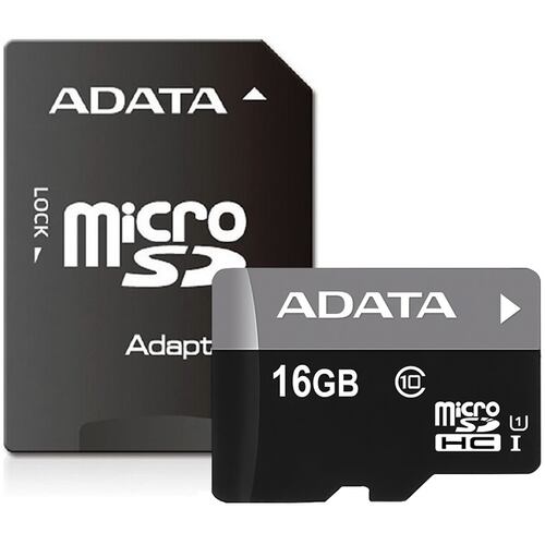 Memoria MicroSD 16 GB Adata SDHC Con Adaptador Clase 10 AUSDH16GUICL10-RA1