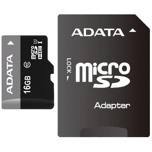 Memoria MicroSD 16 GB Adata SDHC Con Adaptador Clase 10 AUSDH16GUICL10-RA1