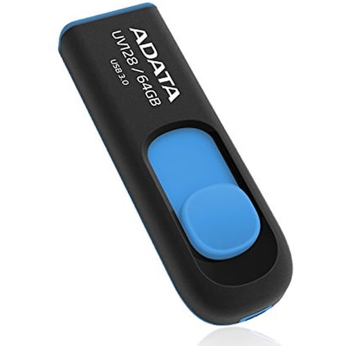 Memoria Flash USB 3.0 Adata UV128 64 GB Negro Con Azul AUV128-64G-RBE