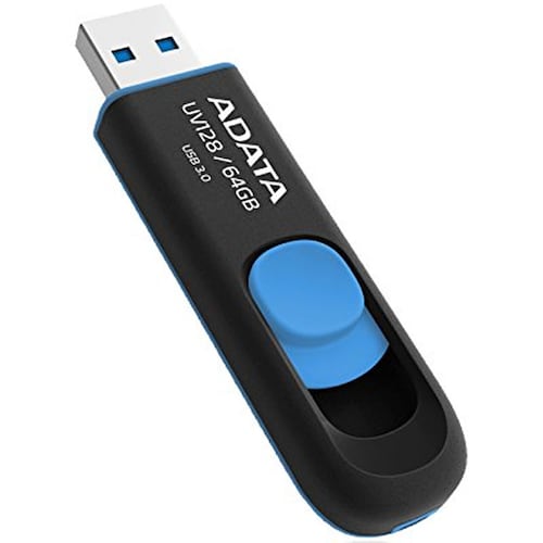 Memoria Flash USB 3.0 Adata UV128 64 GB Negro Con Azul AUV128-64G-RBE
