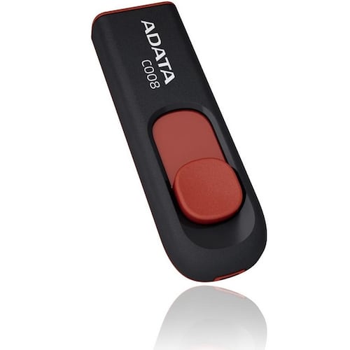 Memoria Flash USB Adata C008 16 GB Negro Con Rojo AC008-16G-RKD.