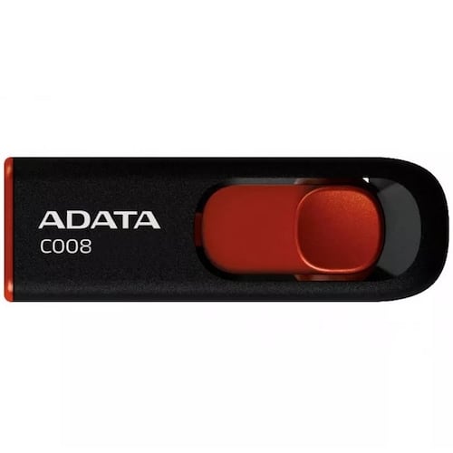 Memoria Flash USB Adata C008 16 GB Negro Con Rojo AC008-16G-RKD.
