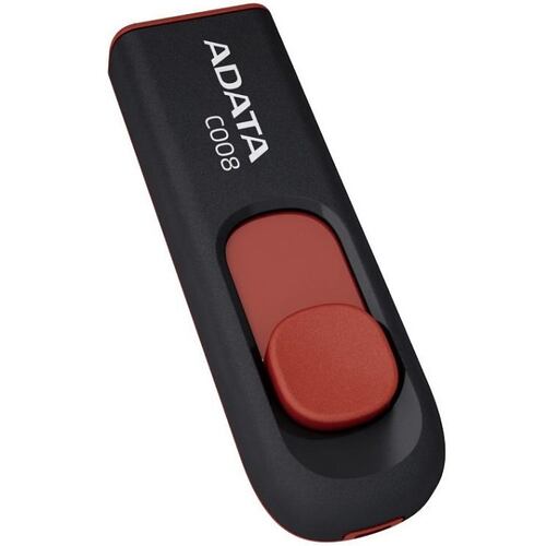 Memoria Flash USB Adata C008 16 GB Negro Con Rojo AC008-16G-RKD.