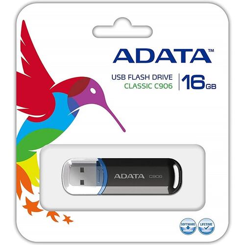 Memoria Flash USB Adata C906 16 GB Negra AC906-16G-RBK.