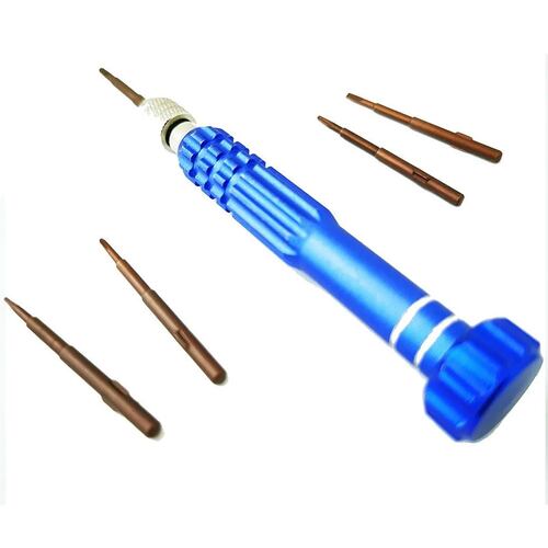 Desarmador Desatornillador de precisión magnetizado con 5 puntas intercambiables T6 .8 T5 1.5.