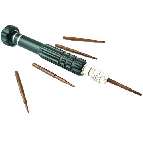 Desarmador Desatornillador de precisión magnetizado con 5 puntas intercambiables T6 .8 T5 1.5.