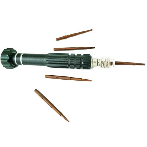 Desarmador Desatornillador de precisión magnetizado con 5 puntas intercambiables T6 .8 T5 1.5.