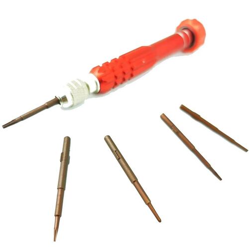 Desarmador Desatornillador de precisión magnetizado con 5 puntas intercambiables T6 .8 T5 1.5.
