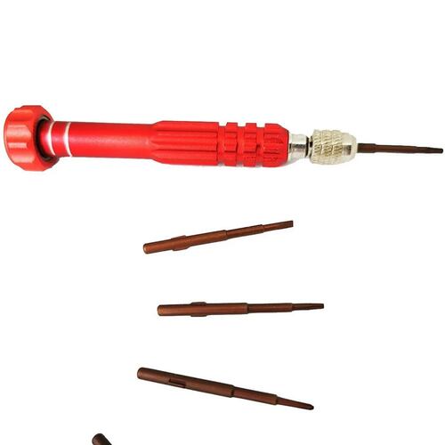 Desarmador Desatornillador de precisión magnetizado con 5 puntas intercambiables T6 .8 T5 1.5.