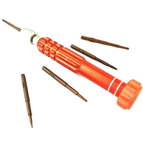 Desarmador Desatornillador de precisión magnetizado con 5 puntas intercambiables T6 .8 T5 1.5.