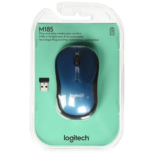 Mouse Logitech Inalambrico Optico USB Azul M185 910-003636