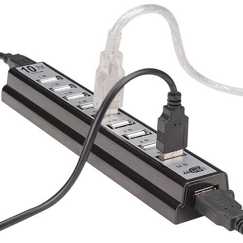 HUB Manhattan USB 2.0 De 10 Puertos Alta Velocidad 161572.