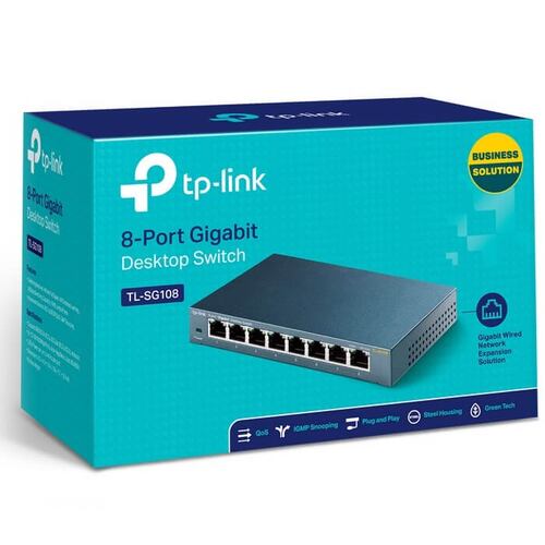 Switch 8 Puertos Tp-Link TL-SG108 Gigabit 10/100/1000 Mbps