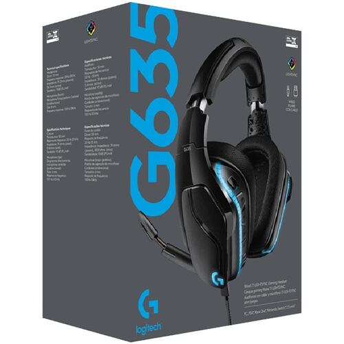 Diadema Logitech G635 LIGHTSYNC 7.1 Gaming Headset USB Y 3.5mm 981-000748