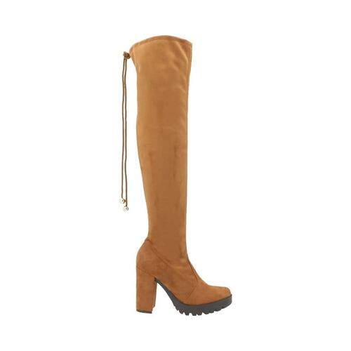 Bota Para Mujer Color Camel Extra Larga De Lycra Con Ajuste