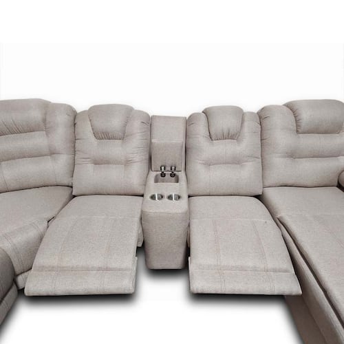 Sala Modular Hercules c/2 reclinables en Tela Michell Capuchino. MADERIAN // ENTREGA EN CDMX Y AREA METROPOLITANA