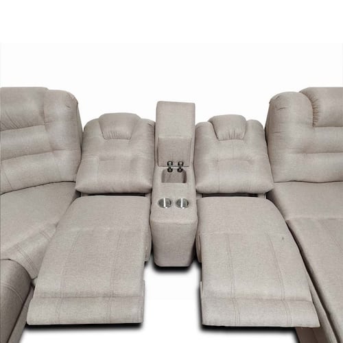 Sala Modular Hercules c/2 reclinables en Tela Michell Capuchino. MADERIAN // ENTREGA EN CDMX Y AREA METROPOLITANA