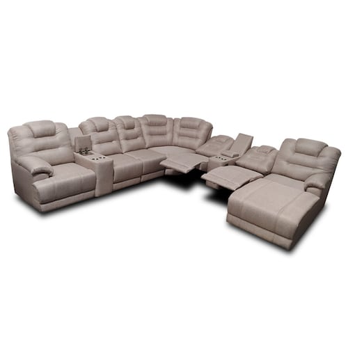 Sala Modular Hercules c/2 reclinables en Tela Michell Capuchino. MADERIAN // ENTREGA EN CDMX Y AREA METROPOLITANA