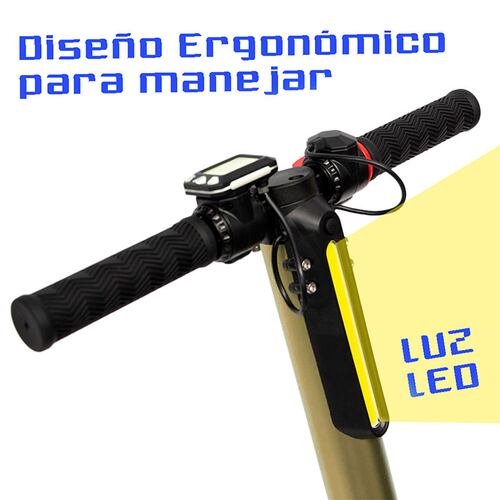 Scooter Electrico Plegable 23 km  3 Velocidades Luz Led Patin Dorado Centurfit