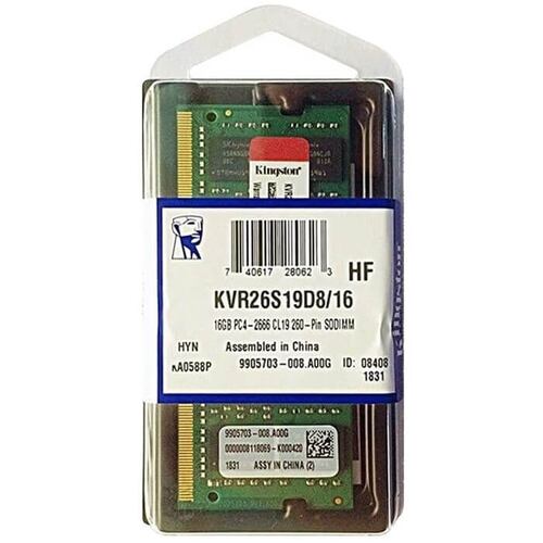 Memoria Ram DDR4 Sodimm Kingston 2666MHz 16GB PC4-21300 KVR26S19D8/16.
