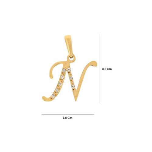 Dije Inicial Letra N Con Circonias Oro 14 K + Obsequio