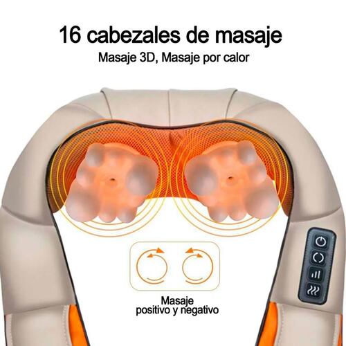 Masajeador Cuello Hombros  Contol de Calor 16 Rodillos  3 Niveles Relaja Espalda Cintura Pies