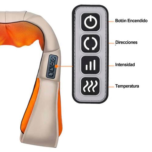 Masajeador Cuello Hombros  Contol de Calor 16 Rodillos  3 Niveles Relaja Espalda Cintura Pies