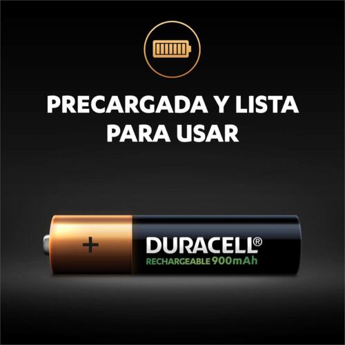 Pila Recargable AAA Duracell 900 Mah Con 4 Piezas 