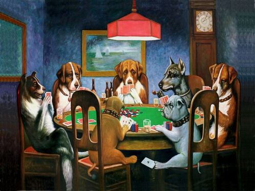 Cuadro Canvas Perros jugando Poker de Cassius Marcellus Coolidge 90 X 60