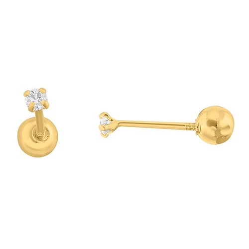 Aretes Bebe Mi Primer Diamante Oro 18 Kilates 