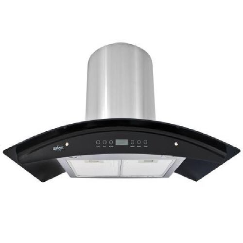 Campana extractora de 90 cm de cristal curvo y parrilla empotrable para gas SUPRA combo RIETI 