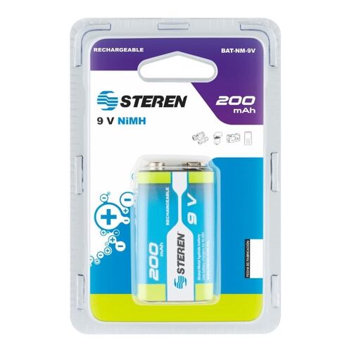 Pila Batería Recargable Nimh 9v 200 Mah Steren