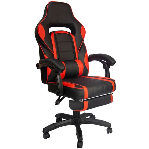 Silla Gamer Ergonomica Reposa Pies Cojin Desmontable Reclinable Roja