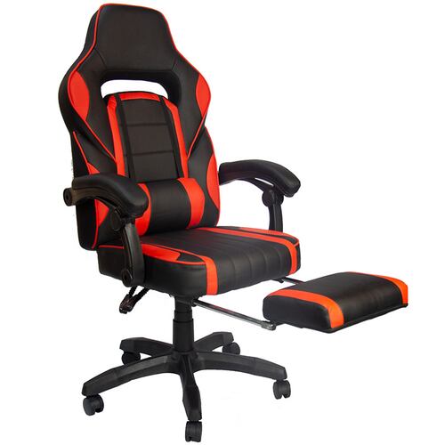 Silla Gamer Ergonomica Reposa Pies Cojin Desmontable Reclinable Roja