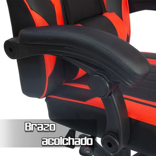Silla Gamer Ergonomica Reposa Pies Cojin Desmontable Reclinable Roja