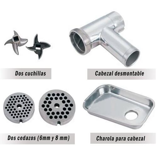 Molino De Carne Motor 1HP  Acero Inoxidable 120 Kg Uso Rudo Profesional