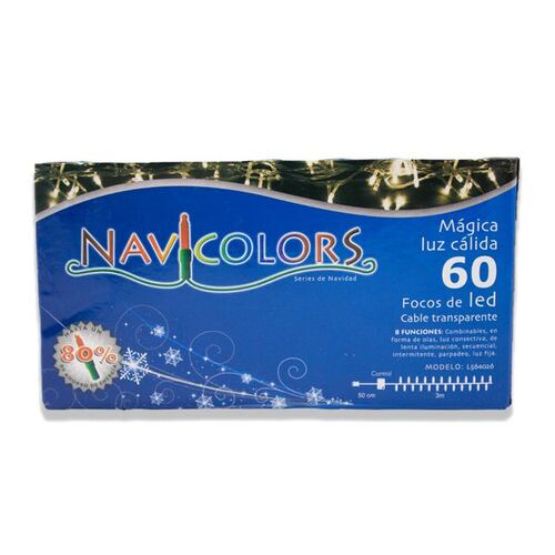 Serie Luz Cálida Navideña 60 Focos Luz  Led 3 Mts. 6 Cajas Navicolors