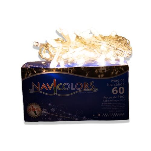 Serie Luz Cálida Navideña 60 Focos Luz  Led 3 Mts. 6 Cajas Navicolors