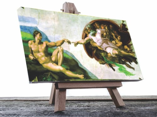 Cuadro Decorativo Canvas La Creación de Adan de Miguel Ángel, es un fresco en la bóveda de la Capilla Sixtina.