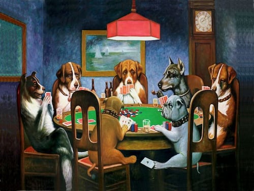 Cuadro Decorativo Canvas Perros jugando Poker de  Cassius Marcellus Coolidge.