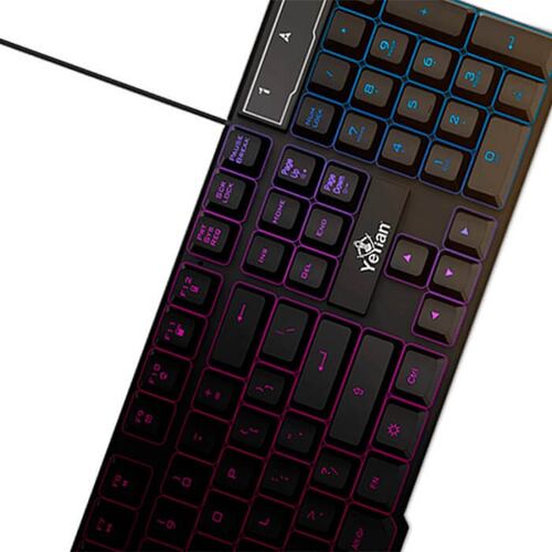 Kit Teclado Mouse Diadema y MousePad YeYian HYDRA S2000 Combo Retroiluminado LED USB Gamer YKH-20707