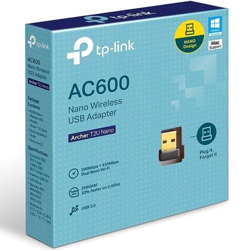 Adaptador Inalámbrico USB Tp-Link Archer T2U Nano Banda Dual AC600.