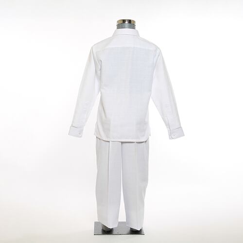 Conjunto de Guayabera Bordada de Lino color Blanco 6 a 18 años.