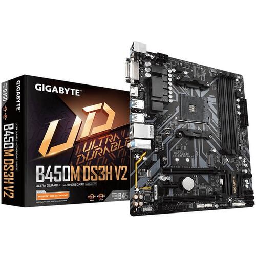 Tarjeta Madre GIGABYTE B450M DS3H V2 4xDDR4 2xPCI-E USB3 Socket AM4.