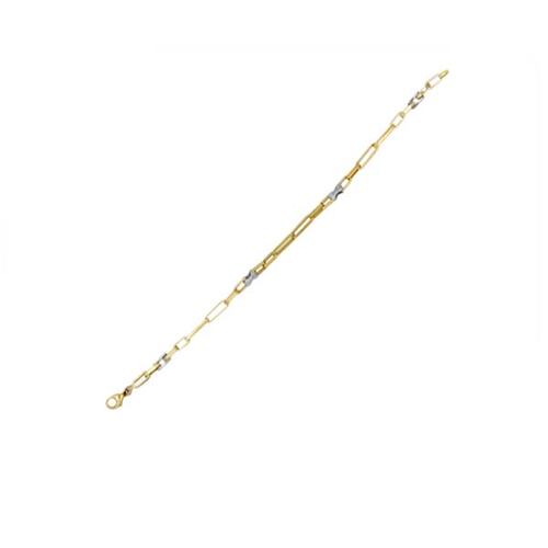 Pulsera con Eslabones Cuadrados pulidos y Eslabones Tipo Cadena de Bicicleta en Oro Blanco de 14 K + Obsequio