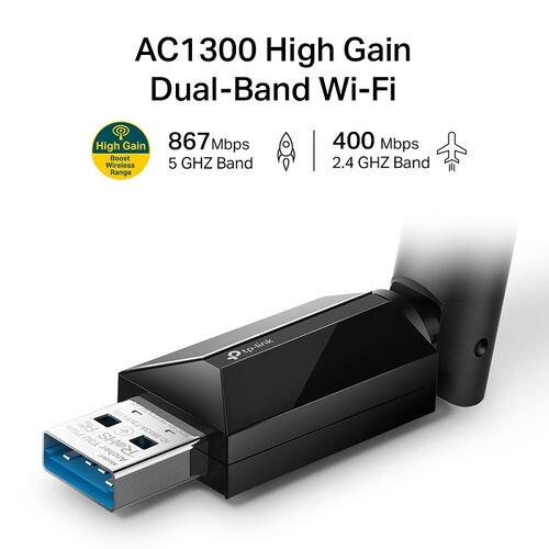 Adaptador Inalambrico USB Tp-Link ARCHER T3U Plus Banda Dual AC1300