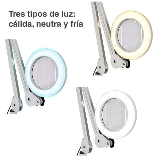 Lampara Facial Lupa 5x Pedestal Acero Acné Spa Estetica