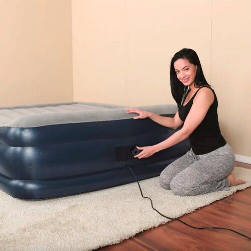 Colchon Inflable Bestway Queen Azul Con Bomba Ca Integrada
